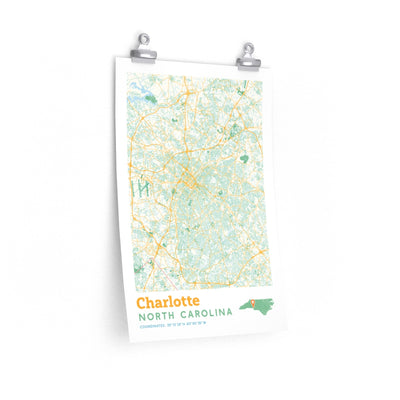Charlotte North Carolina City Street Map Poster-12″ × 18″-Allegiant Goods Co. Vintage Sports Apparel