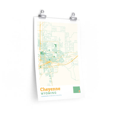 Cheyenne Wyoming City Street Map Poster-12″ × 18″-Allegiant Goods Co. Vintage Sports Apparel