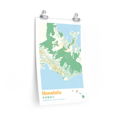Honolulu Hawaii City Street Map Poster-12″ × 18″-Allegiant Goods Co. Vintage Sports Apparel