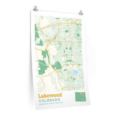 Lakewood Colorado City Street Map Poster-24″ × 36″-Allegiant Goods Co. Vintage Sports Apparel