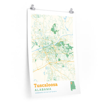 Tuscaloosa Alabama City Street Map Poster-Allegiant Goods Co. Vintage Sports Apparel