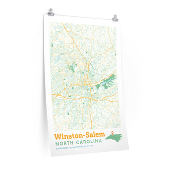 Winston-Salem North Carolina City Street Map Poster-24″ × 36″-Allegiant Goods Co. Vintage Sports Apparel