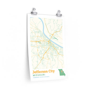 Jefferson City Missouri City Street Map Poster-12″ × 18″-Allegiant Goods Co. Vintage Sports Apparel