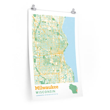 Milwaukee Wisconsin City Street Map Poster-Allegiant Goods Co. Vintage Sports Apparel