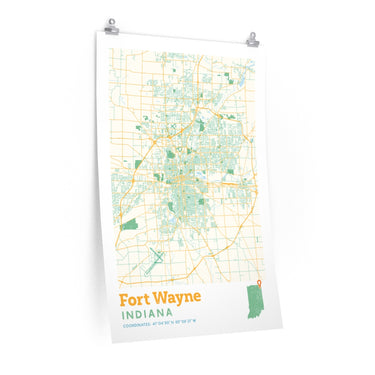 Fort Wayne Indiana City Street Map Poster-Allegiant Goods Co. Vintage Sports Apparel
