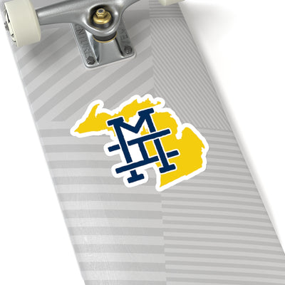 Michigan Home State Sticker (Navy Blue & Maize Yellow)-6x6"-Allegiant Goods Co. Vintage Sports Apparel