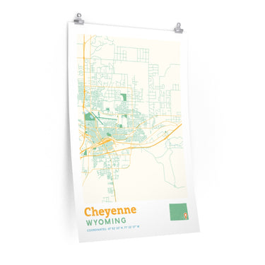 Cheyenne Wyoming City Street Map Poster-Allegiant Goods Co. Vintage Sports Apparel