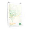Cheyenne Wyoming City Street Map Poster-24″ × 36″-Allegiant Goods Co. Vintage Sports Apparel