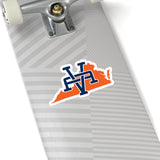 Virginia Home State Sticker (Navy Blue & Orange)-Allegiant Goods Co. Vintage Sports Apparel