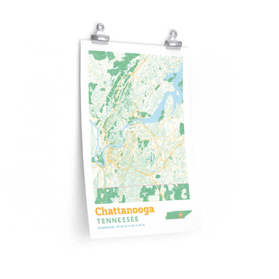 Chattanooga Tennessee City Street Map Poster-12″ × 18″-Allegiant Goods Co. Vintage Sports Apparel