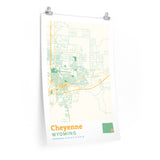 Cheyenne Wyoming City Street Map Poster-Allegiant Goods Co. Vintage Sports Apparel