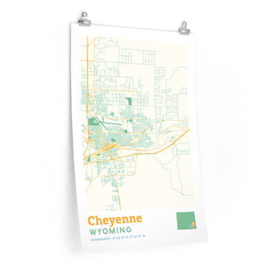 Cheyenne Wyoming City Street Map Poster-20″ × 30″-Allegiant Goods Co. Vintage Sports Apparel