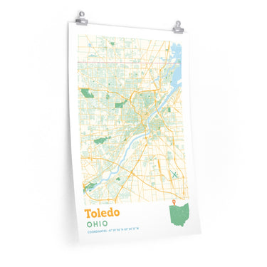 Toledo Ohio City Street Map Poster-Allegiant Goods Co. Vintage Sports Apparel