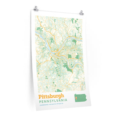 Pittsburgh Pennsylvania City Street Map Poster-24″ × 36″-Allegiant Goods Co. Vintage Sports Apparel