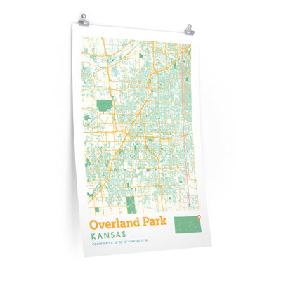 Overland Park Kansas City Street Map Poster-24″ × 36″-Allegiant Goods Co. Vintage Sports Apparel