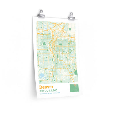 Denver Colorado City Street Map Poster-12″ × 18″-Allegiant Goods Co. Vintage Sports Apparel