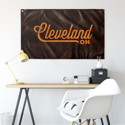 Cleveland Ohio Wall Flag (Brown & Orange)-Wall Flag - 36"x60"-Allegiant Goods Co. Vintage Sports Apparel