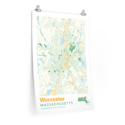 Worcester Massachusetts City Street Map Poster-20″ × 30″-Allegiant Goods Co. Vintage Sports Apparel