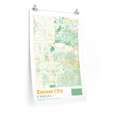 Kansas City Kansas City Street Map Poster-20″ × 30″-Allegiant Goods Co. Vintage Sports Apparel