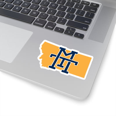 Montana Home State Sticker (Navy Blue & Yellow)-4x4"-Allegiant Goods Co. Vintage Sports Apparel