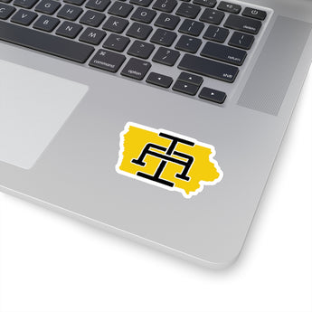 Iowa Home State Sticker (Yellow & Black)-3x3"-Allegiant Goods Co. Vintage Sports Apparel