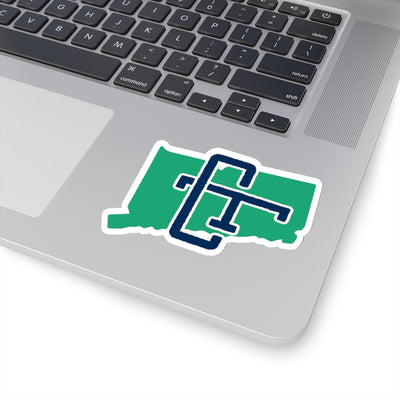 Connecticut Home State Sticker (Green & Navy Blue)-4x4"-Allegiant Goods Co. Vintage Sports Apparel