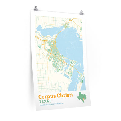 Corpus Christi Texas City Street Map Poster-24″ × 36″-Allegiant Goods Co. Vintage Sports Apparel