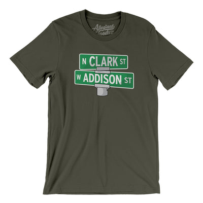 Addison & Clark Street Chicago Men/Unisex T-Shirt-Army-Allegiant Goods Co. Vintage Sports Apparel