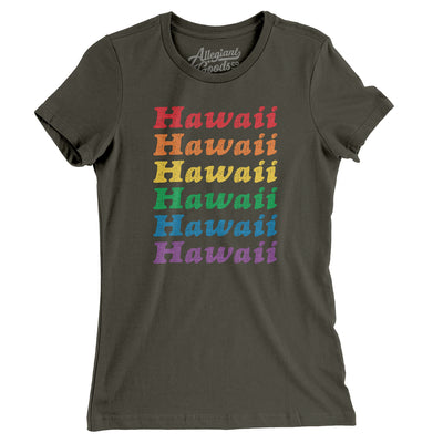Hawaii Pride Women's T-Shirt-Army-Allegiant Goods Co. Vintage Sports Apparel