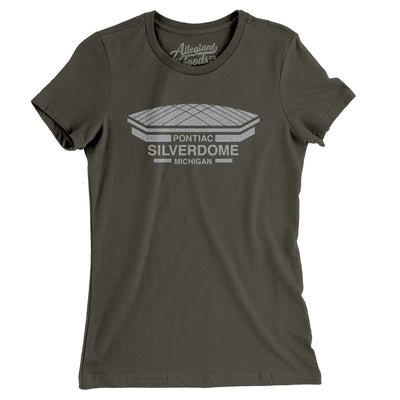 Detroit Silverdome Women's T-Shirt-Army-Allegiant Goods Co. Vintage Sports Apparel