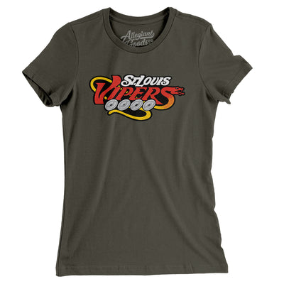 St. Louis Vipers Roller Hockey Women's T-Shirt-Army-Allegiant Goods Co. Vintage Sports Apparel
