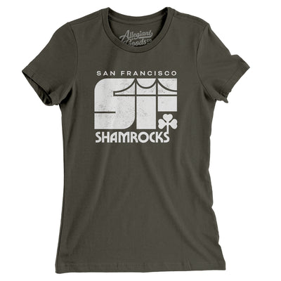 San Francisco Shamrocks Hockey Women's T-Shirt-Army-Allegiant Goods Co. Vintage Sports Apparel