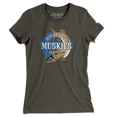 Minnesota Muskies Basketball Women's T-Shirt-Army-Allegiant Goods Co. Vintage Sports Apparel
