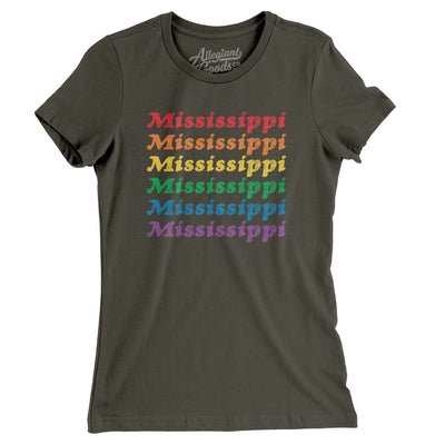 Mississippi Pride Women's T-Shirt-Army-Allegiant Goods Co. Vintage Sports Apparel