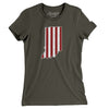 Indiana Hoosier Stripes Women's T-Shirt-Army-Allegiant Goods Co. Vintage Sports Apparel