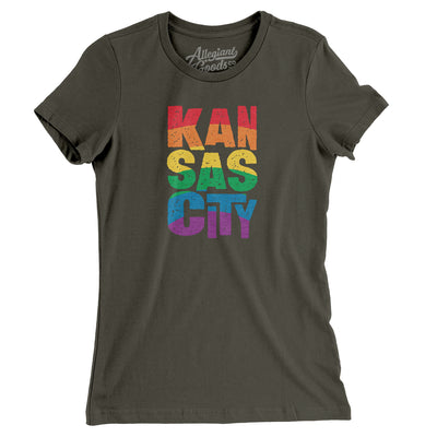 Kansas City Pride Women's T-Shirt-Army-Allegiant Goods Co. Vintage Sports Apparel