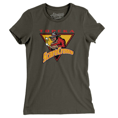 Topeka Scarecrows Hockey Women's T-Shirt-Army-Allegiant Goods Co. Vintage Sports Apparel