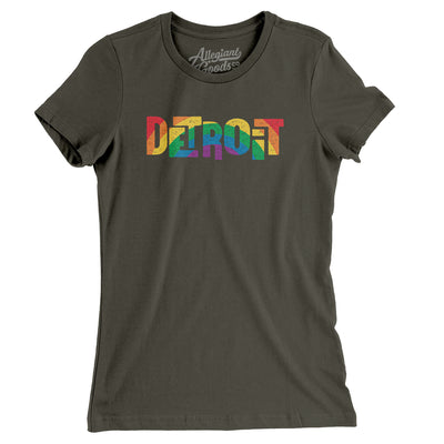 Detroit Michigan Pride Women's T-Shirt-Army-Allegiant Goods Co. Vintage Sports Apparel