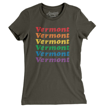 Vermont Pride Women's T-Shirt-Army-Allegiant Goods Co. Vintage Sports Apparel