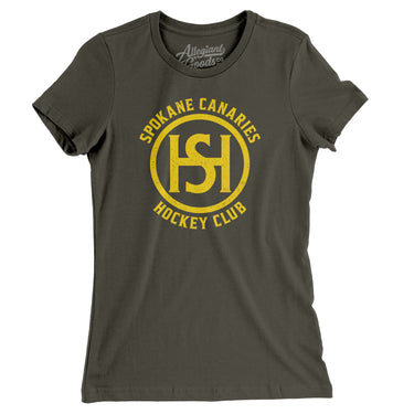 Spokane Canaries Hockey Women's T-Shirt-Allegiant Goods Co. Vintage Sports Apparel