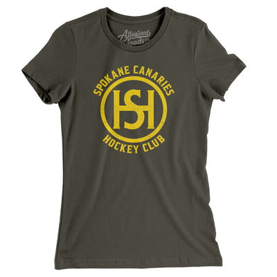 Spokane Canaries Hockey Women's T-Shirt-Army-Allegiant Goods Co. Vintage Sports Apparel