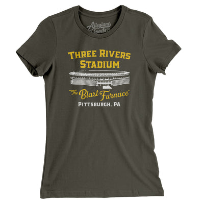 Pittsburgh Three Rivers Stadium Women's T-Shirt-Army-Allegiant Goods Co. Vintage Sports Apparel