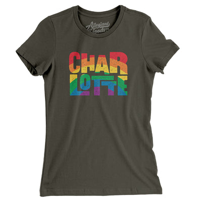Charlotte North Carolina Pride Women's T-Shirt-Army-Allegiant Goods Co. Vintage Sports Apparel