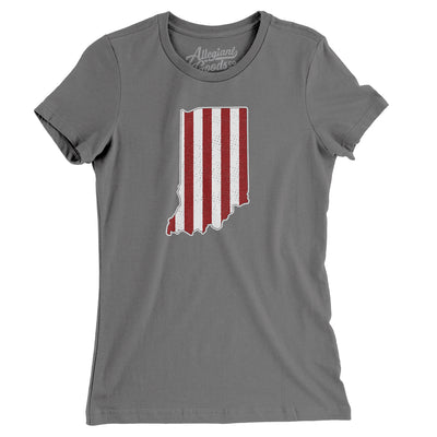 Indiana Hoosier Stripes Women's T-Shirt-Asphalt-Allegiant Goods Co. Vintage Sports Apparel