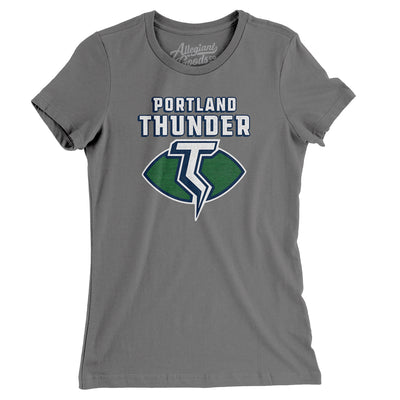 Portland Thunder Football Women's T-Shirt-Asphalt-Allegiant Goods Co. Vintage Sports Apparel