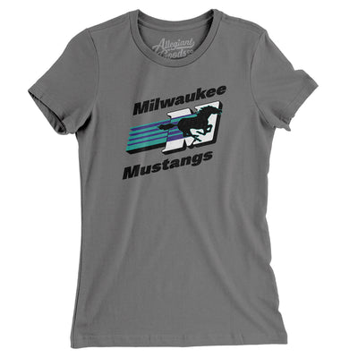 Milwaukee Mustangs Arena Football Women's T-Shirt-Asphalt-Allegiant Goods Co. Vintage Sports Apparel
