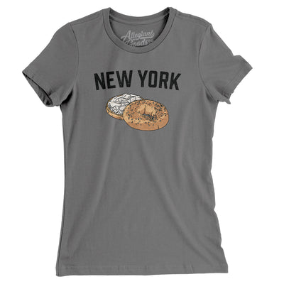 New York Bagel Women's T-Shirt-Asphalt-Allegiant Goods Co. Vintage Sports Apparel