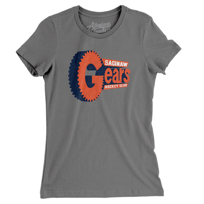 Saginaw Gears Hockey Women's T-Shirt-Asphalt-Allegiant Goods Co. Vintage Sports Apparel