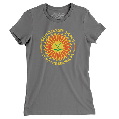 Suncoast Suns Hockey Women's T-Shirt-Asphalt-Allegiant Goods Co. Vintage Sports Apparel