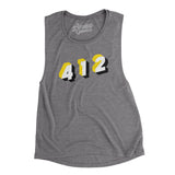 Pittsburgh 412 Area Code Women's Flowey Scoopneck Muscle Tank-Allegiant Goods Co. Vintage Sports Apparel